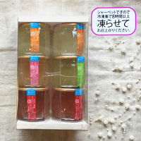 ひんやり果実ソルベ(6個入り)【シャーベット】
ひんやり果実ソルベ(6個入り) お中元 暑中見舞い 残暑見舞い お盆 ゼリー詰め合わせ 限定 スイーツ ギフト フルーツシャーベット 内祝 お祝い お供え 手土産 洋菓子 お菓子 苺 甘夏 青リンゴ 白桃